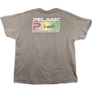 Pelagic‎ Offshore Fishing T Shirt Mens 2XL Brown Logo Graphic Cotton